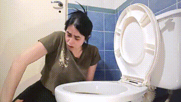 Vomiting and burping in the bathroom