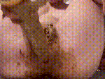Huge Purple Fantasy Dildo Fucks Shitty Ass While Pushing Massive Brown Load